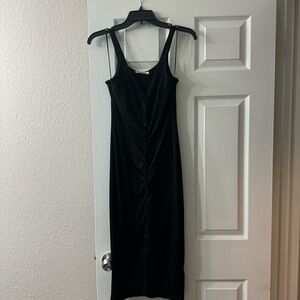 Black Bodycon Button Up Dress - S